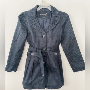 Navy/polka dot pea coat/ rain jacket - Sz 14 like new!